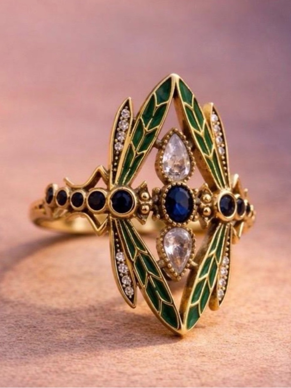 Blue and Green Statement Vintage Ring